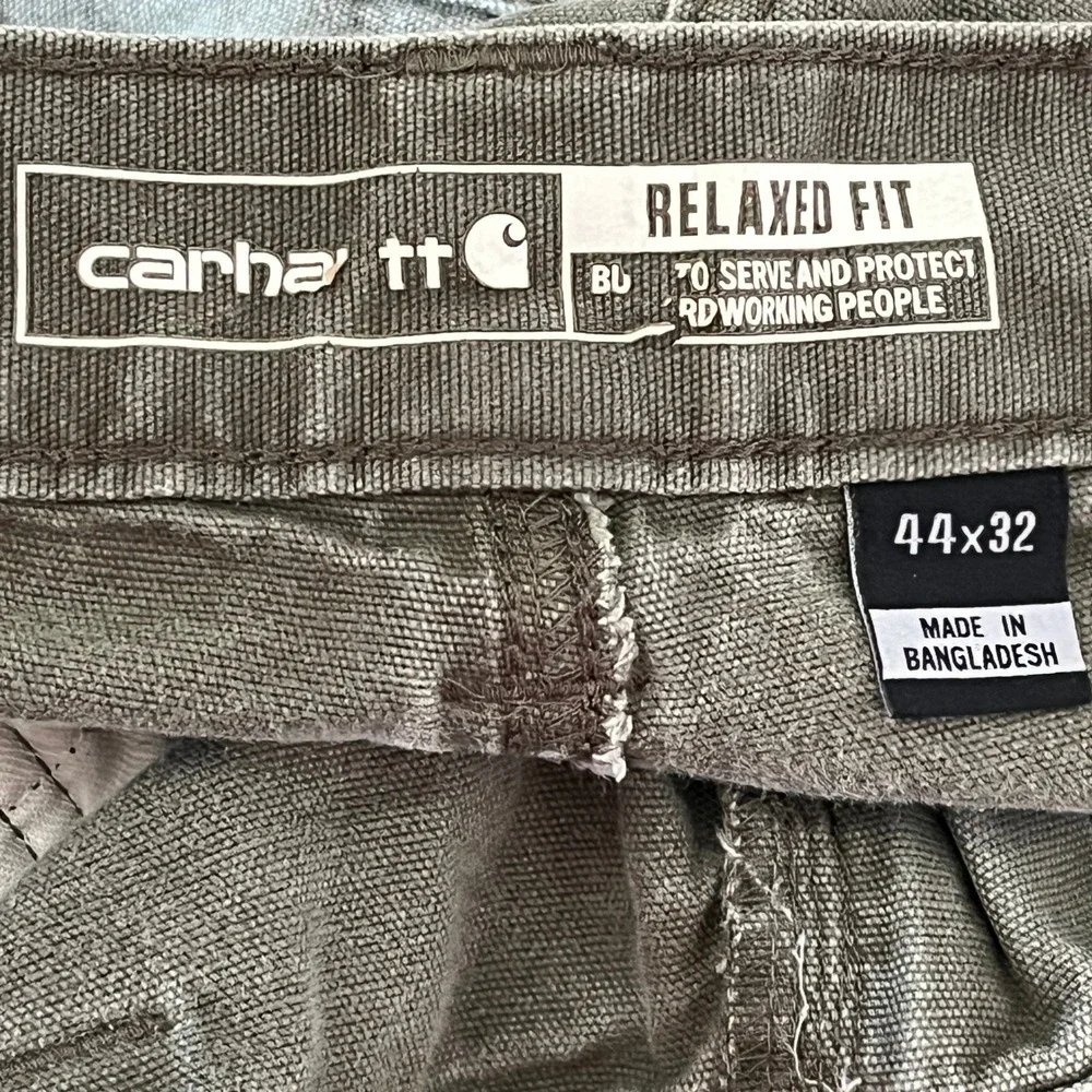 Carhartt Double Front Work Pant Mens 44x32 Green Rugged Flex Relaxed Fit 102802